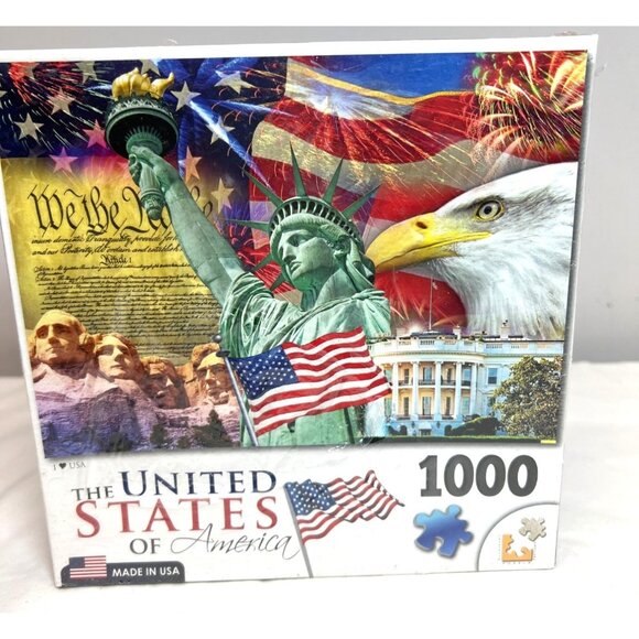 The United States Of America 1000-Piece Puzzle With Unique Shaped Pieces Made In - Picture 1 of 3